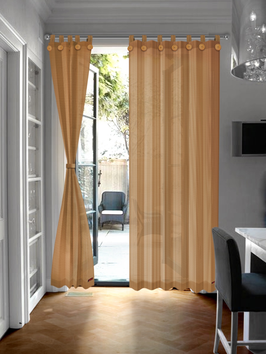 

Hippo Beige Set of 2 Room Darkening Curtain