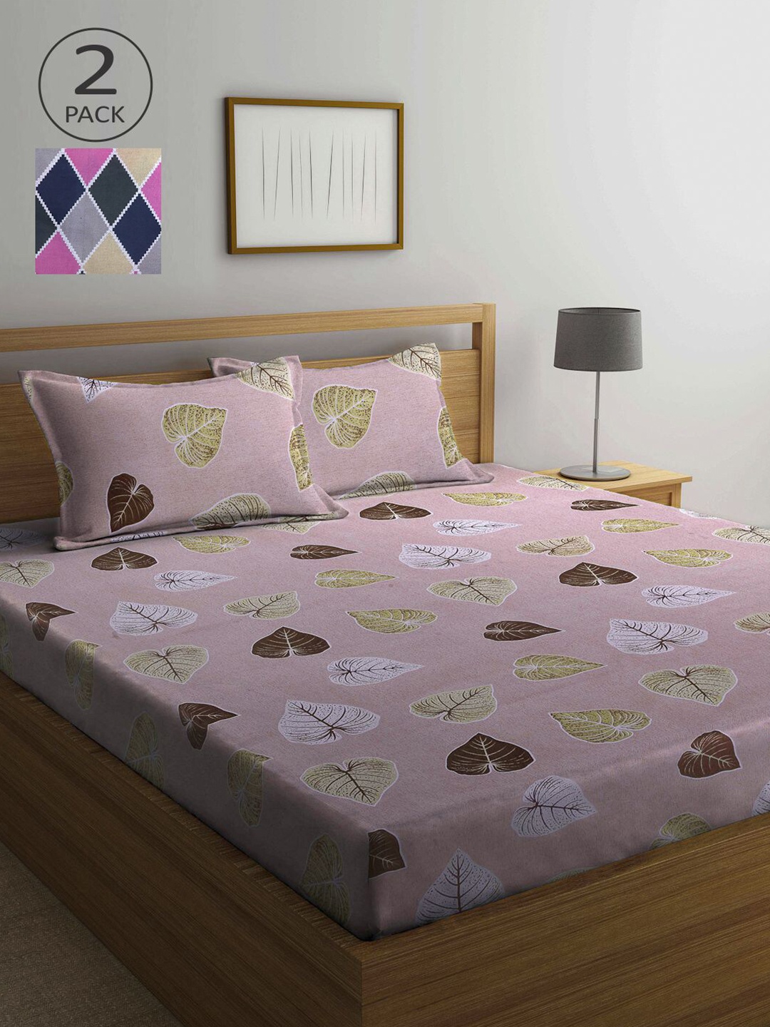 

KLOTTHE Set Of 2 210 TC Pure Cotton Queen Bedsheet Sets, Pink
