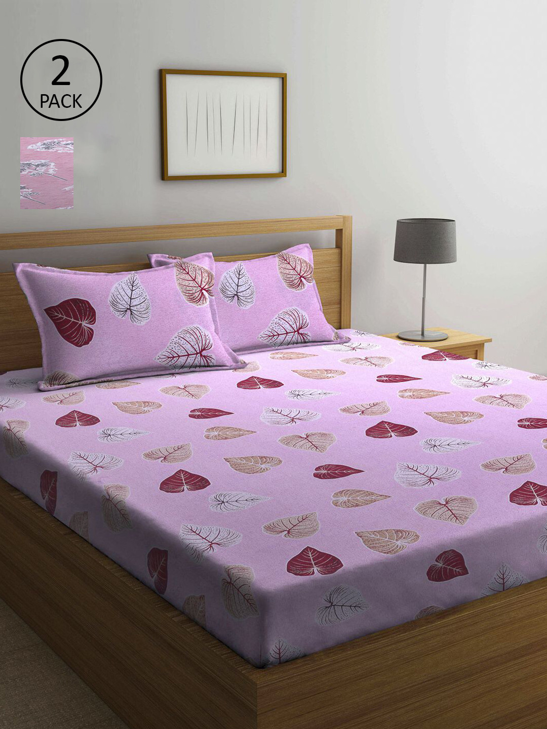 

KLOTTHE Pink & White Floral 210 TC 2 Queen Bedsheet with 4 Pillow Covers