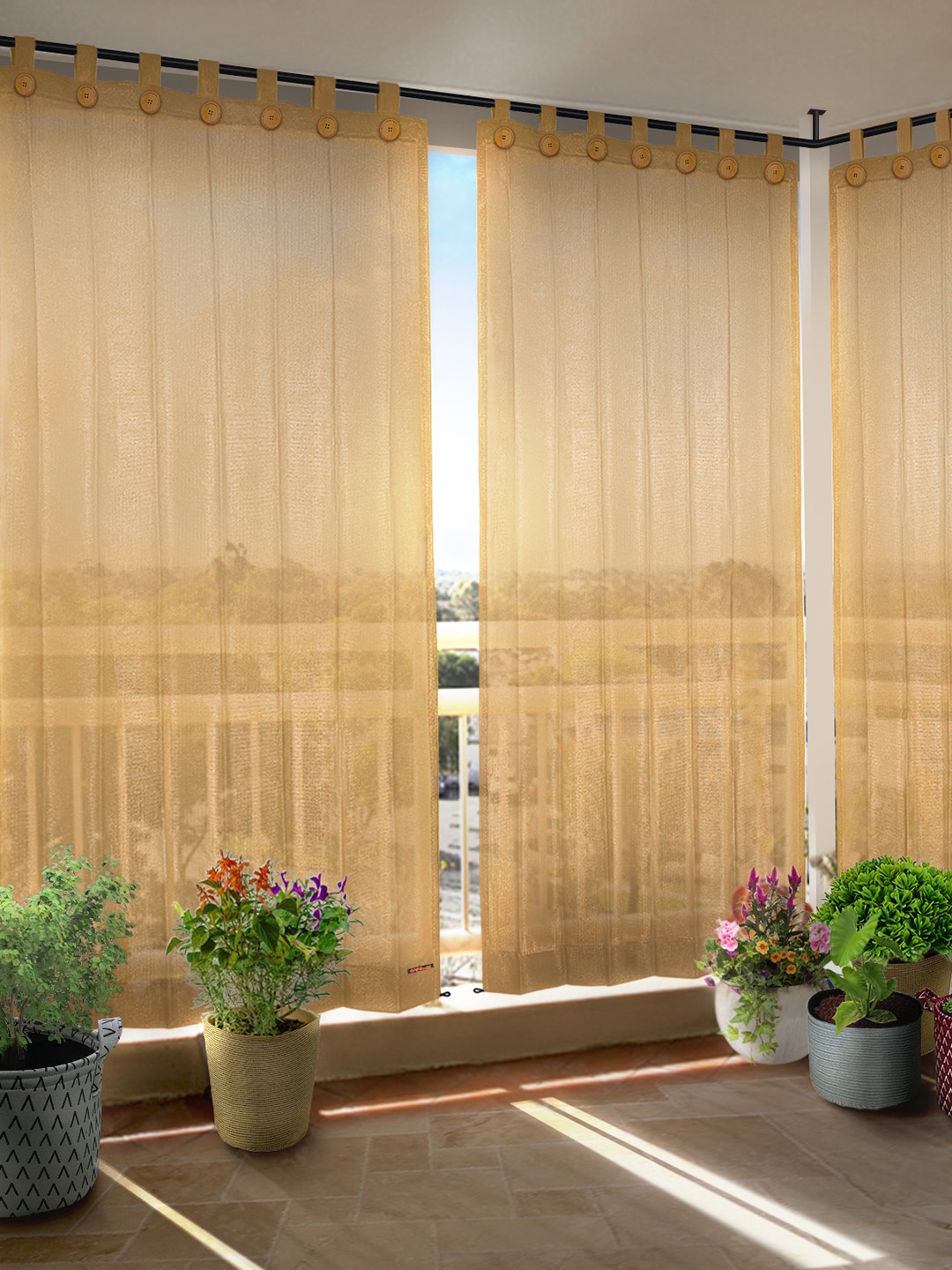 

Hippo Beige Set of 3 Room Darkening Curtain