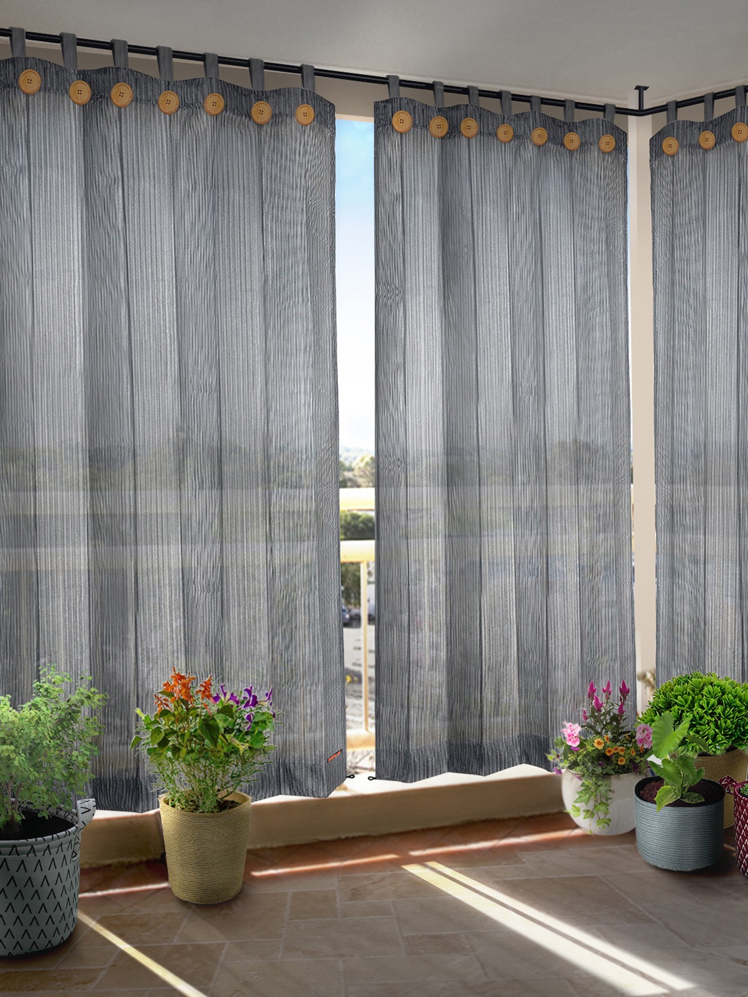

Hippo Grey Set of 3 Curtain