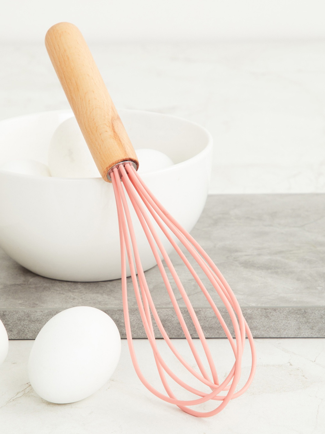 

Home Centre Pink Solid Silicone Whisk With Wooden Handle