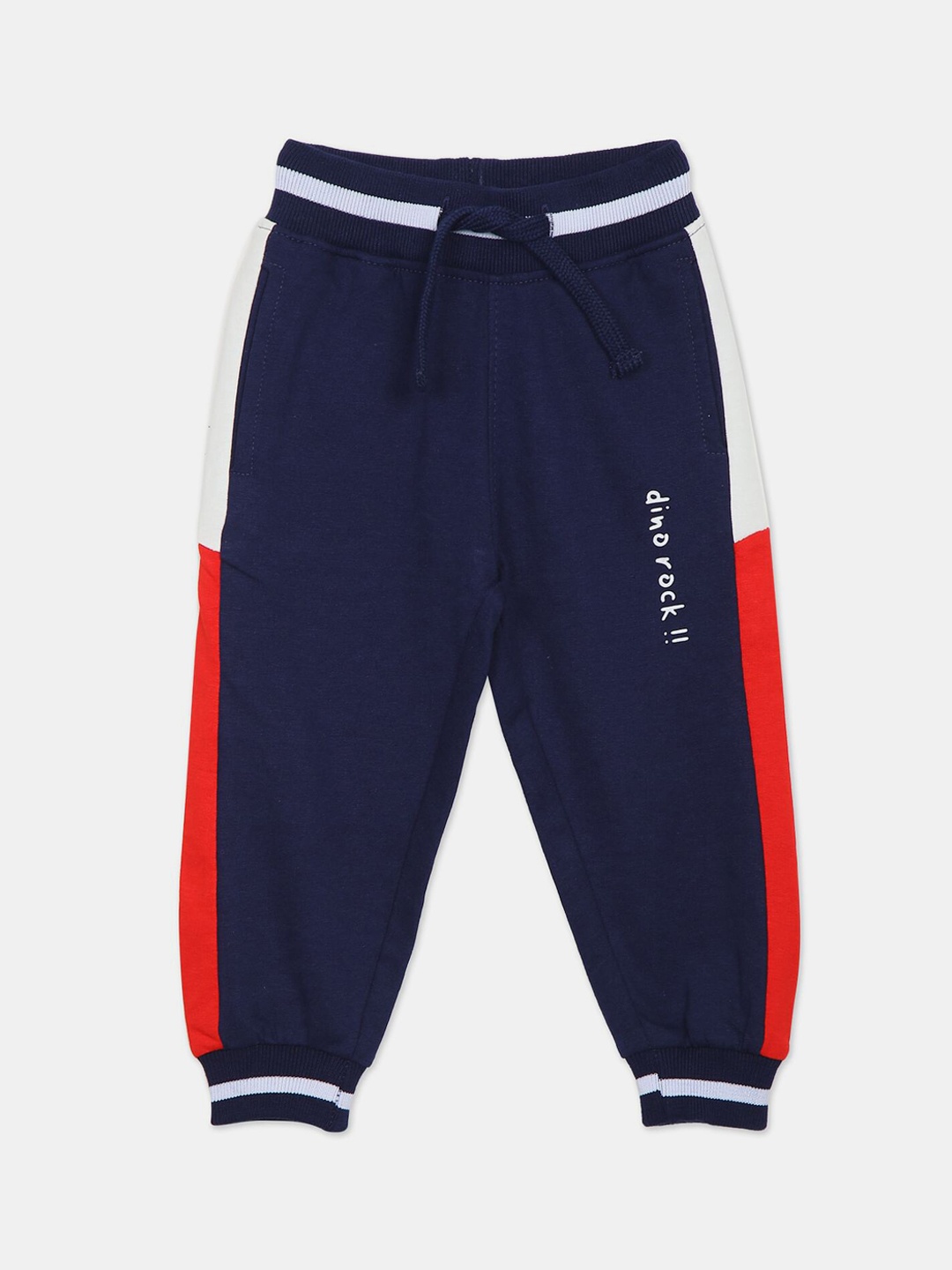 

Donuts Boys Blue Solid Pure Cotton Regular Fit ColourBlocked Joggers
