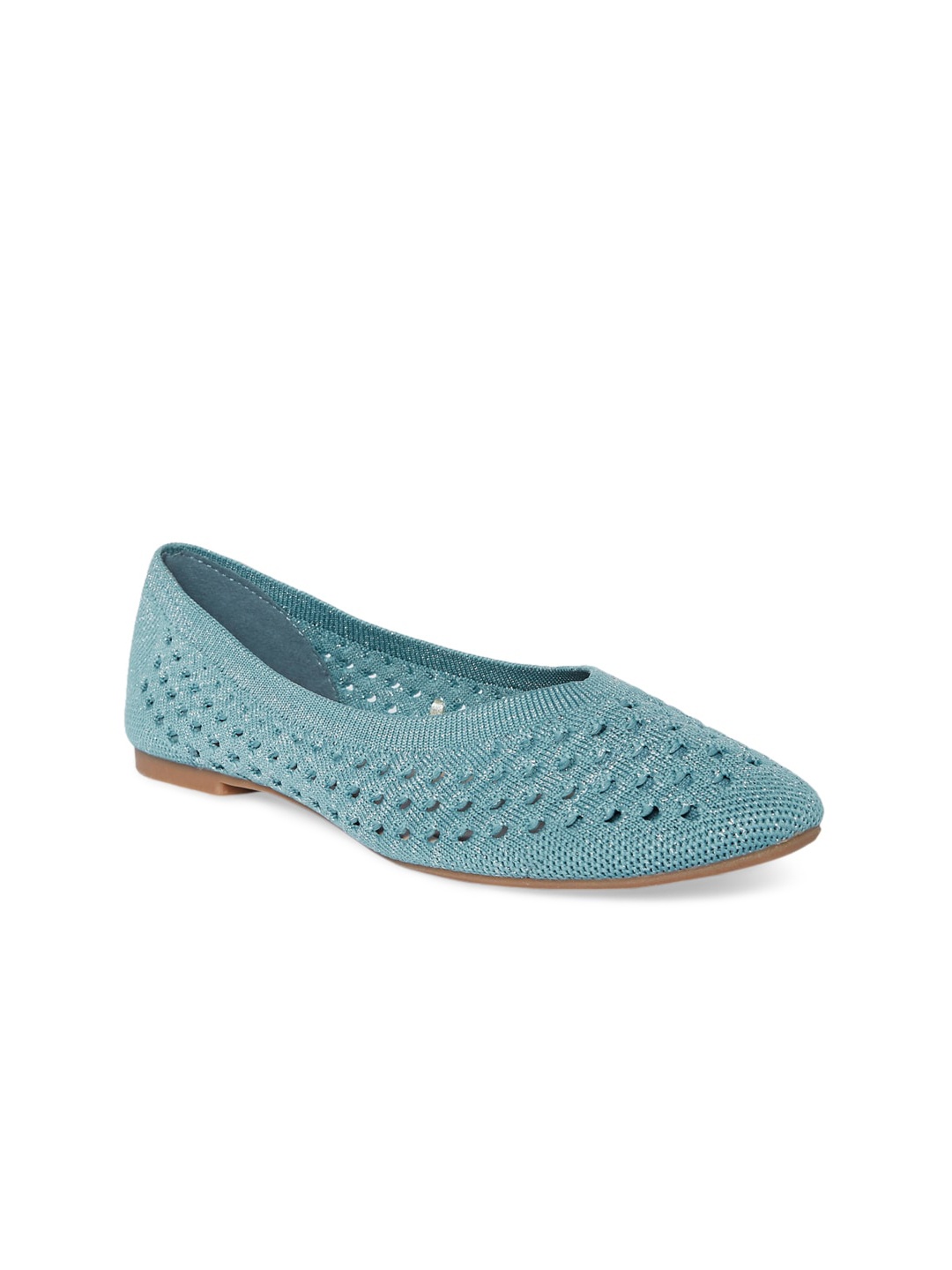 

Forever Glam by Pantaloons Women Sea Green Textured Ballerinas Flats