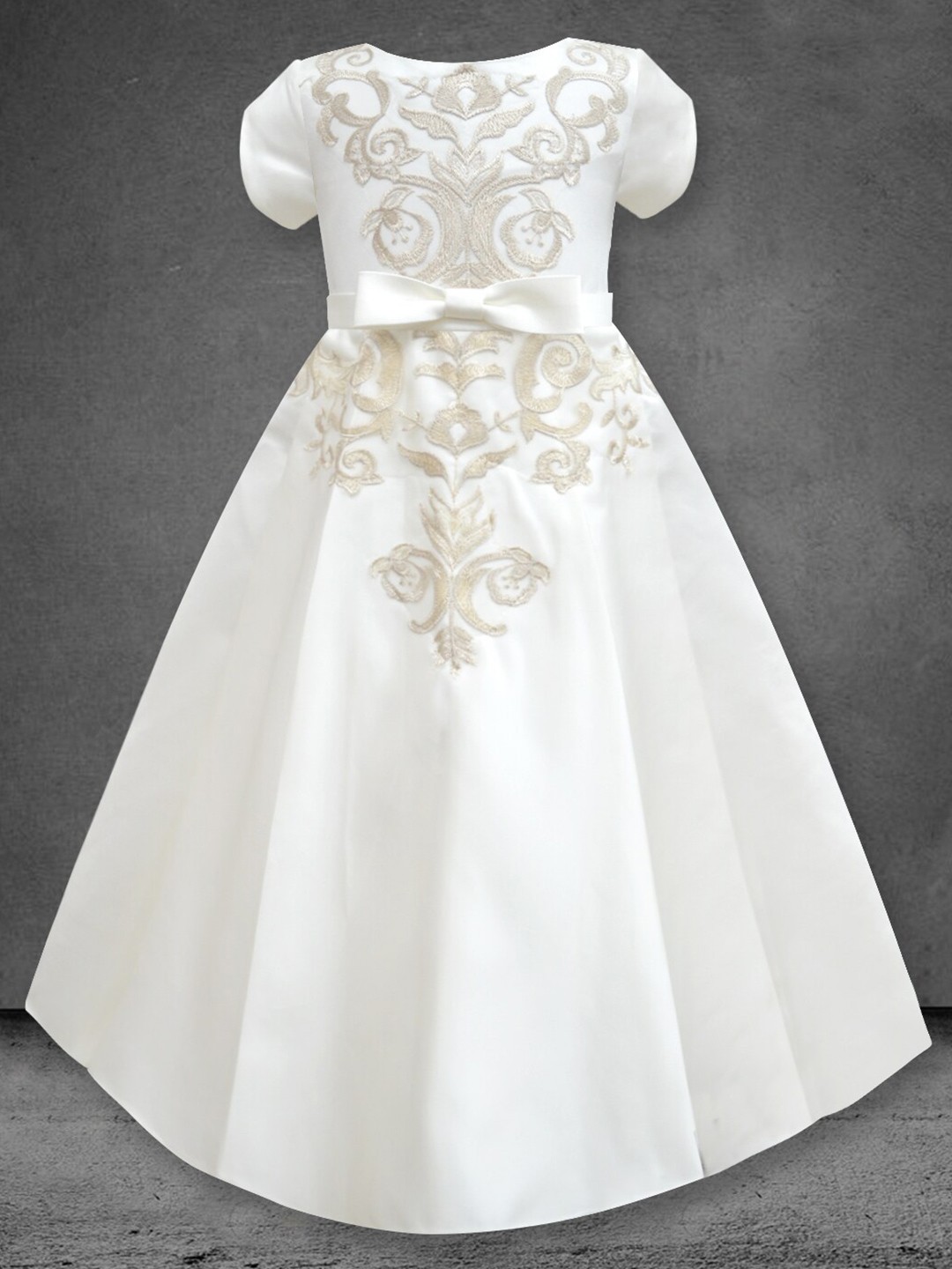 

A T U N Off White Floral Embroidered Dress