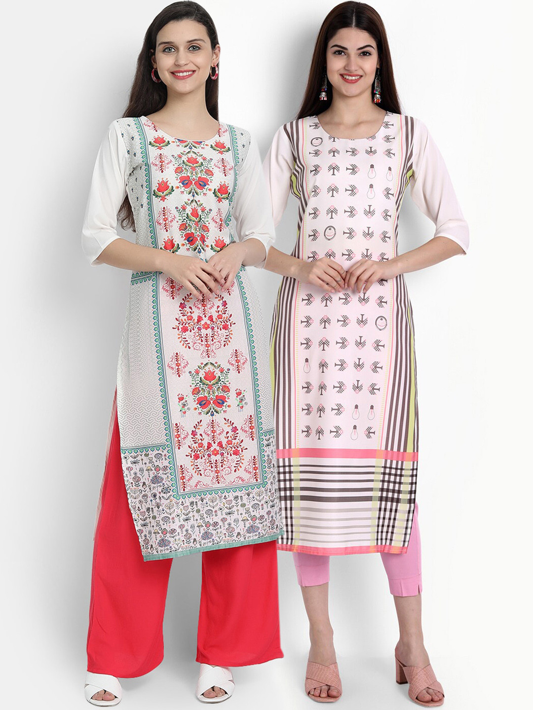 

Ethnic basket Women Pack Of 2 Printed Straight Kurta, Multi