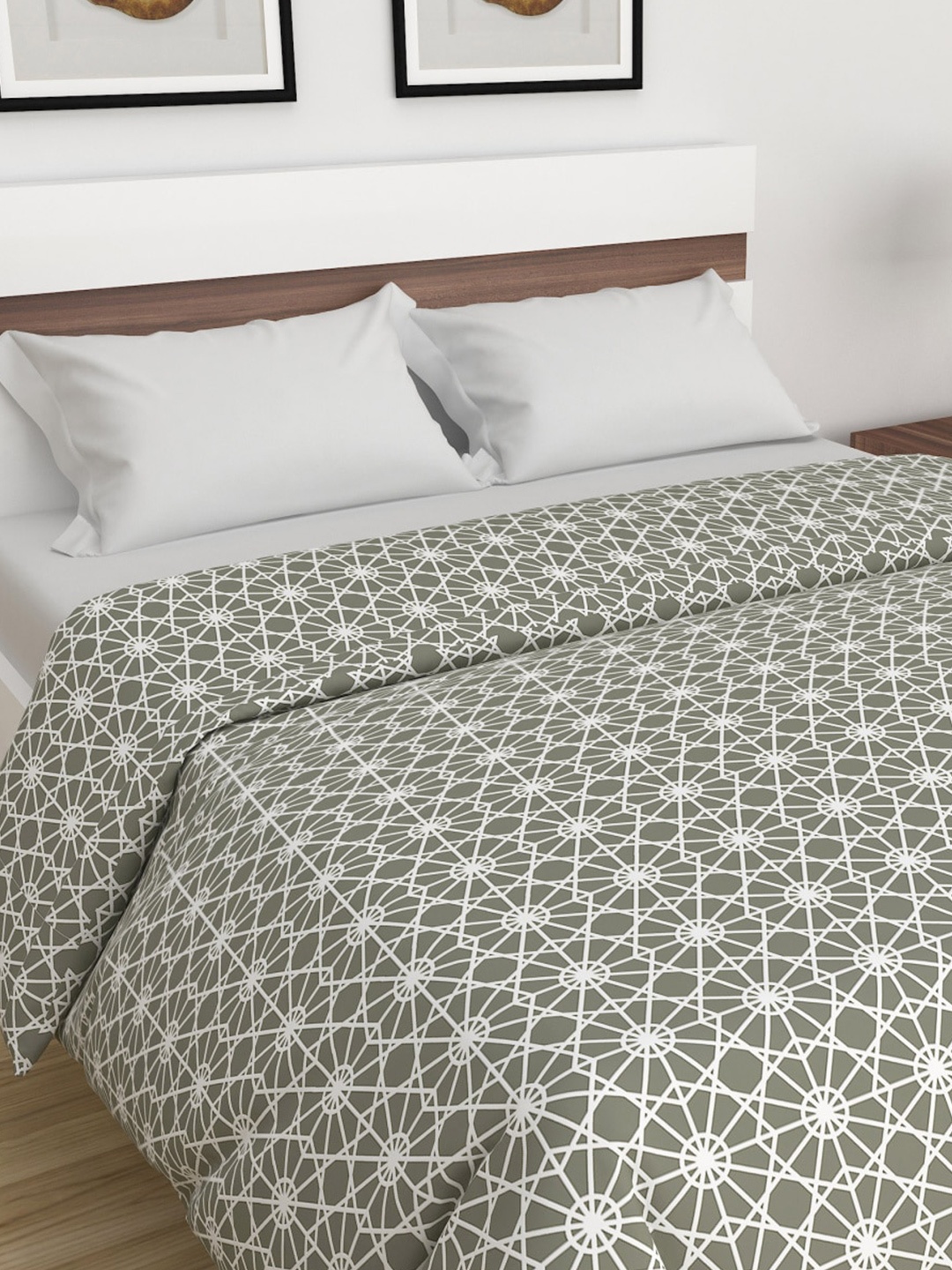 

Home Centre Pack Of 3 Printed Mild Winter 210 GSM Double Bed Blanket, Grey