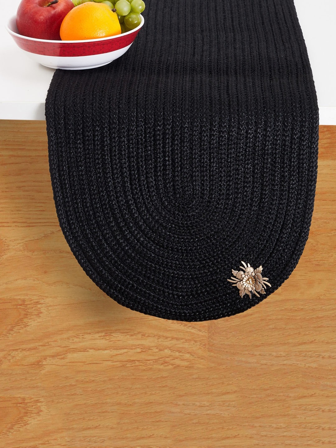 

Home Centre Black Self Design Table Runner