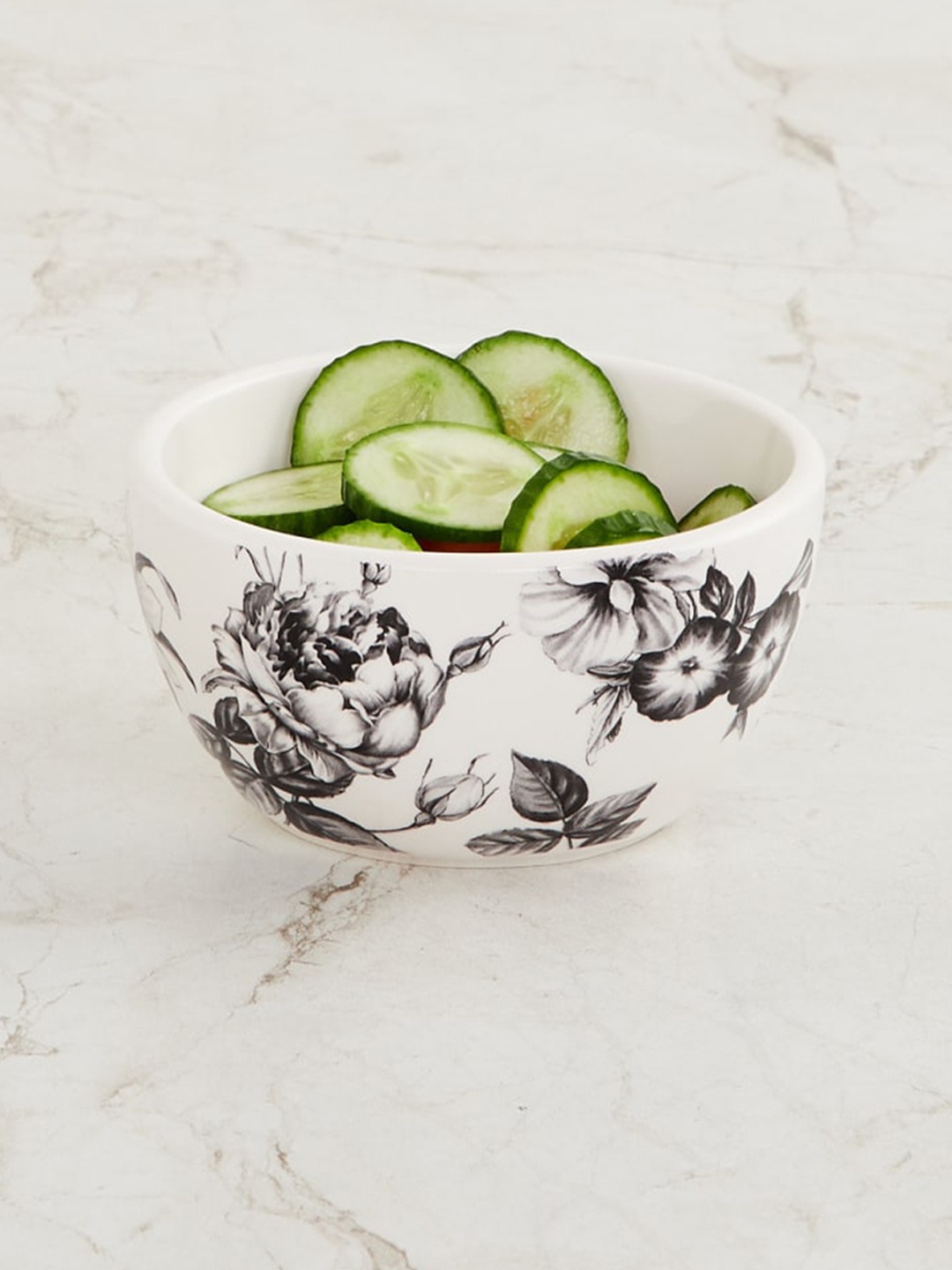 

Home Centre Blak & White Maris-Botanical Printed Stoneware Katori - 250ml, Black