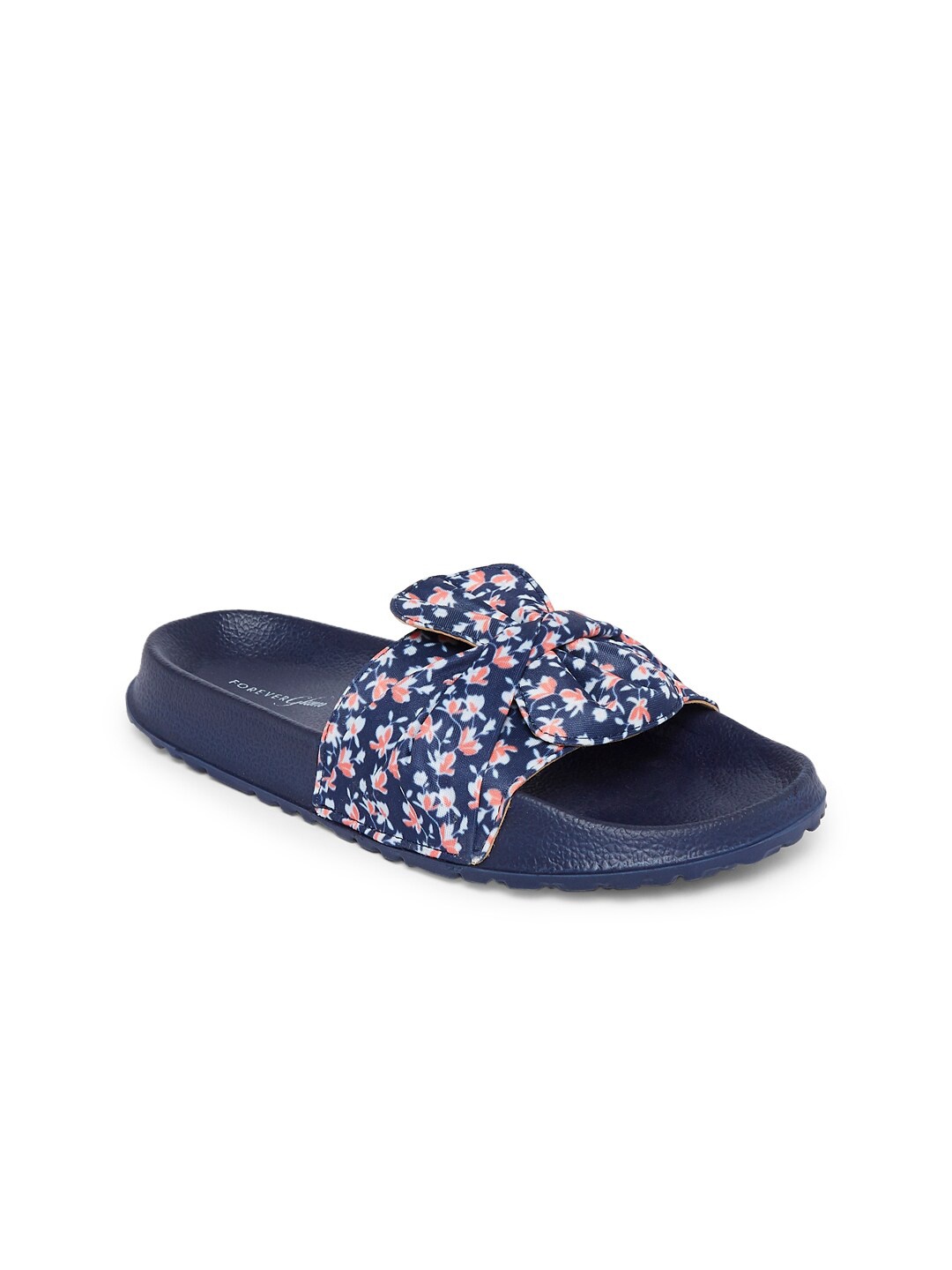 

Forever Glam by Pantaloons Women Navy Blue & White Printed Sliders