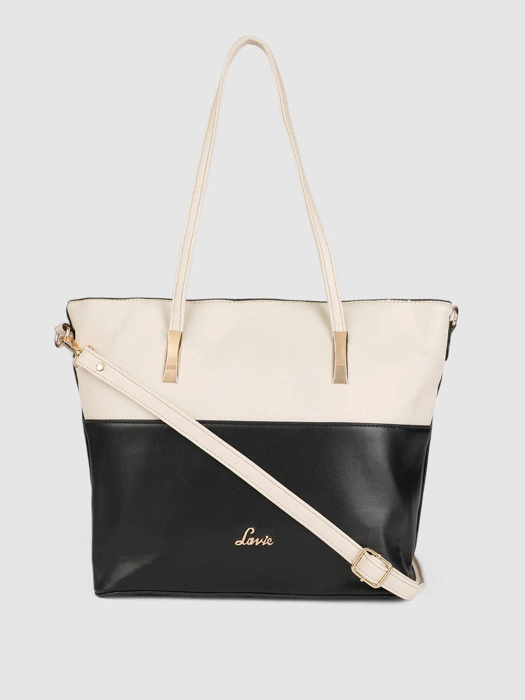 

Lavie Xotion Off White & Black Colourblocked Shoulder Bag