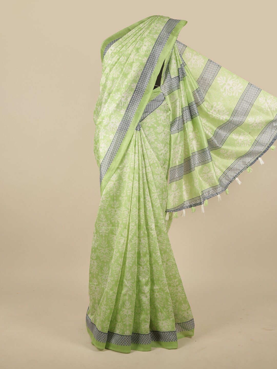 

Pothys Green & Grey Printed Saree