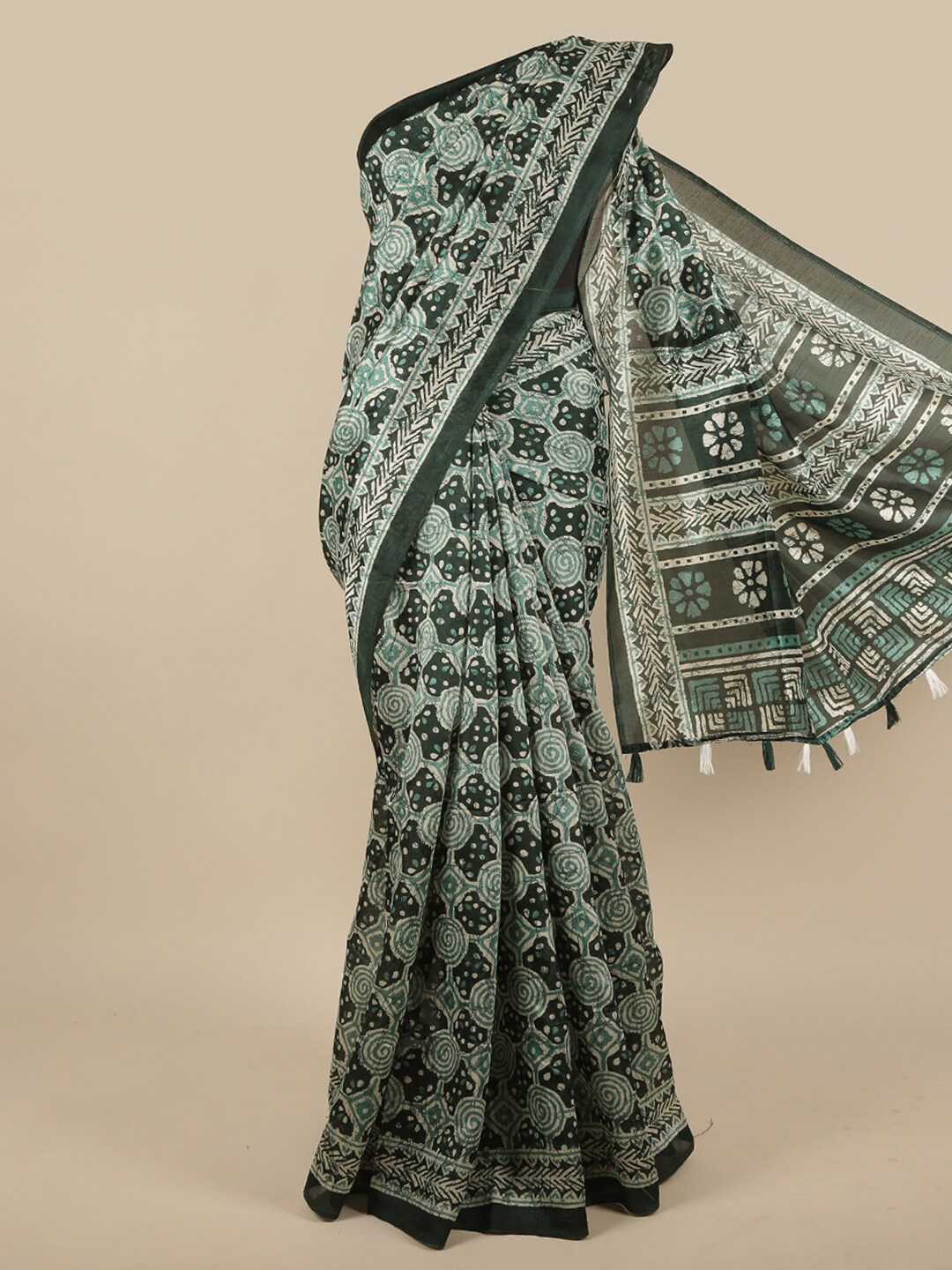 

Pothys Green Printed Saree