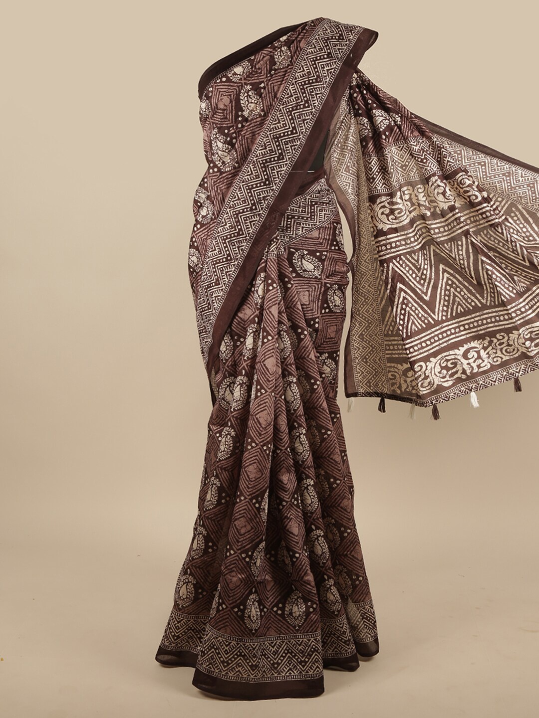 

Pothys Brown Paisley Saree