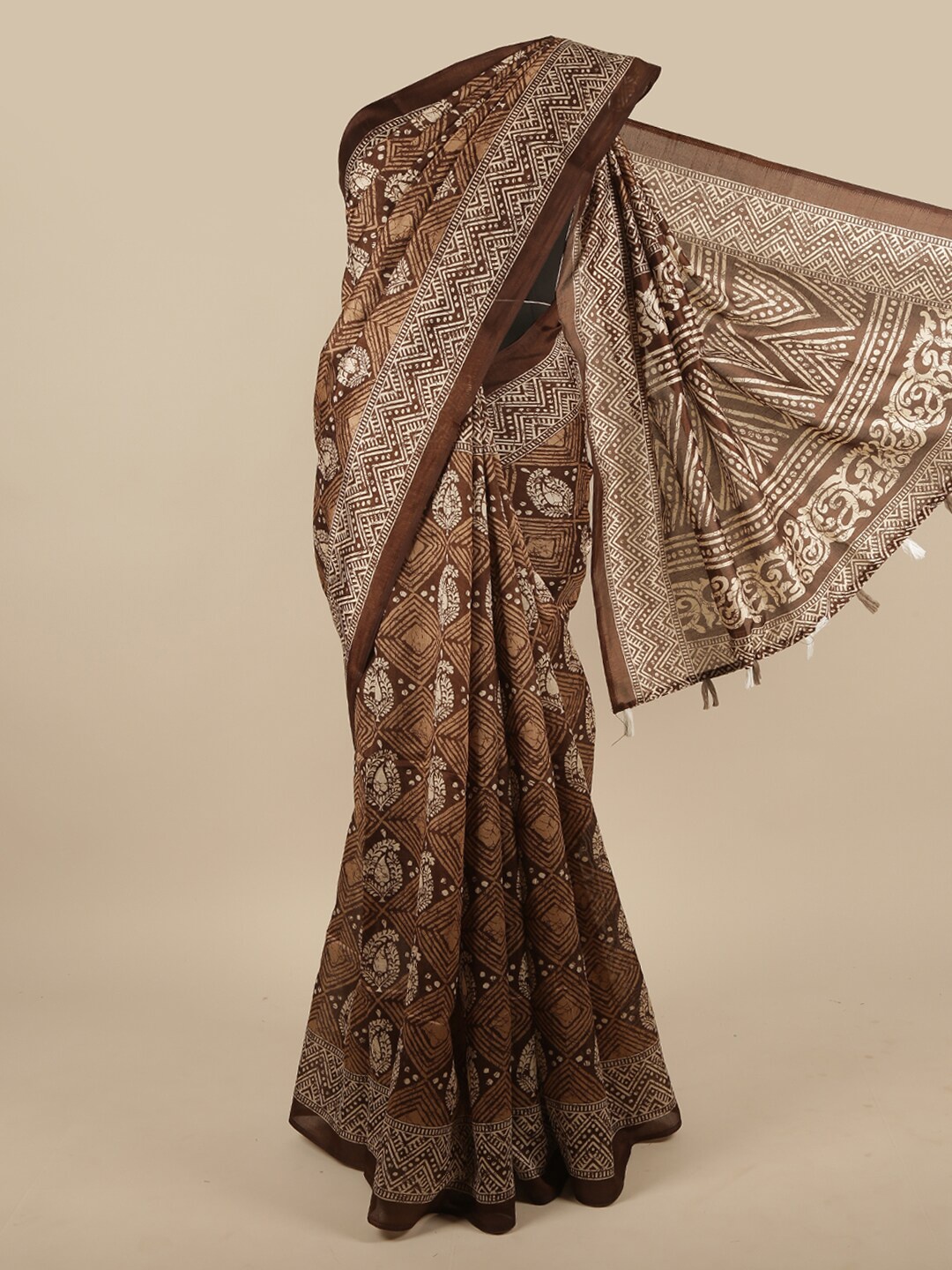 

Pothys Brown Printed Saree