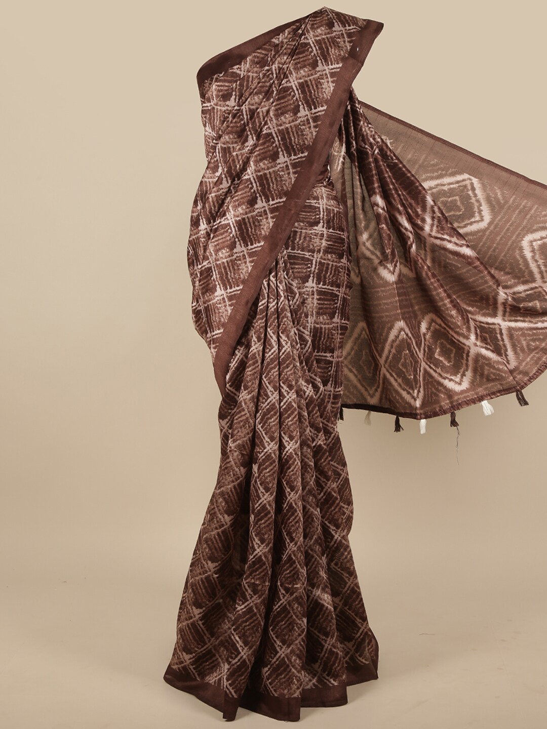 

Pothys Brown & White Printed Saree