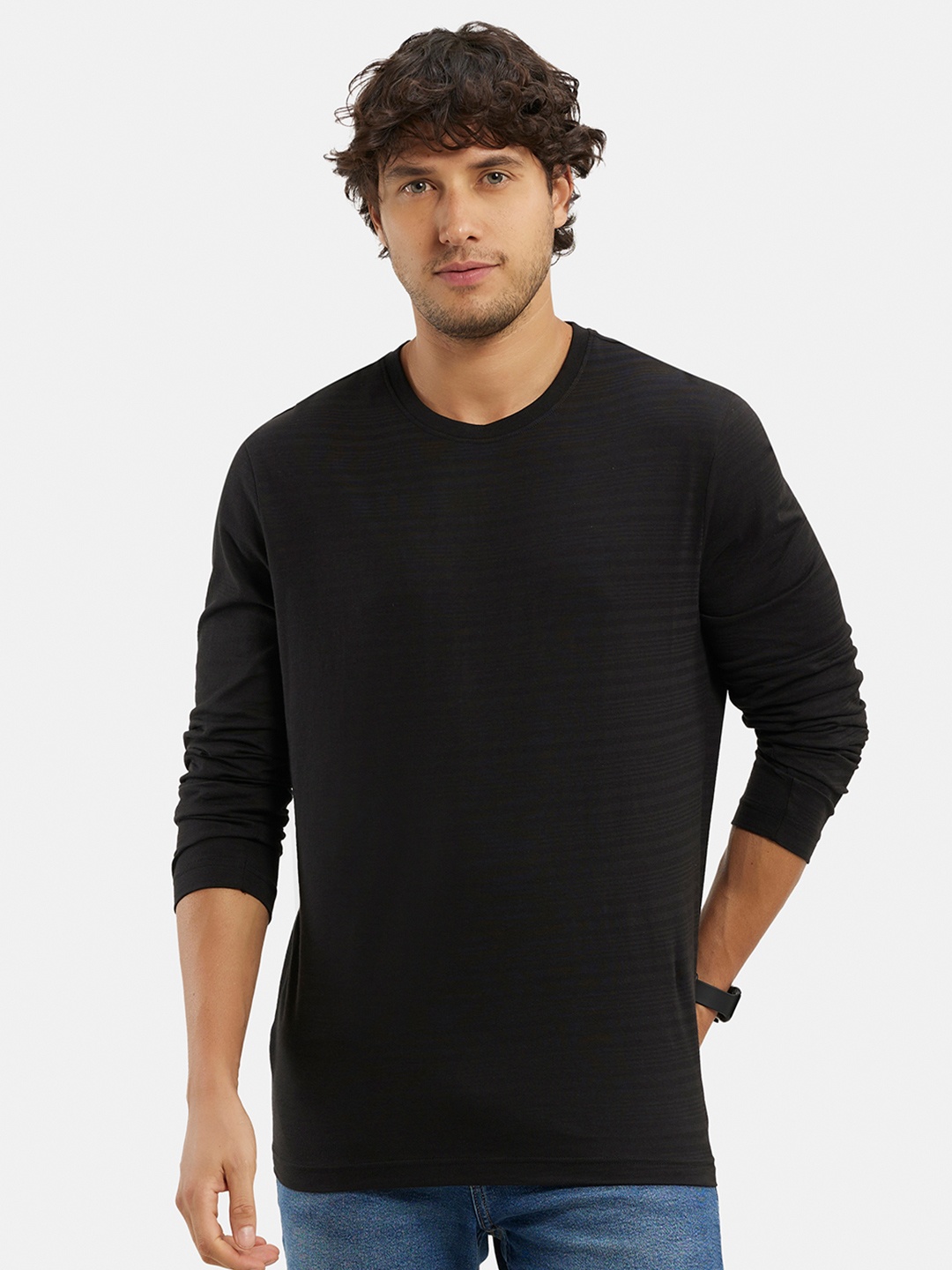 

Jockey Super Combed Supima Cotton Solid Round Neck Full Sleeve T-shirt-IM22, Black