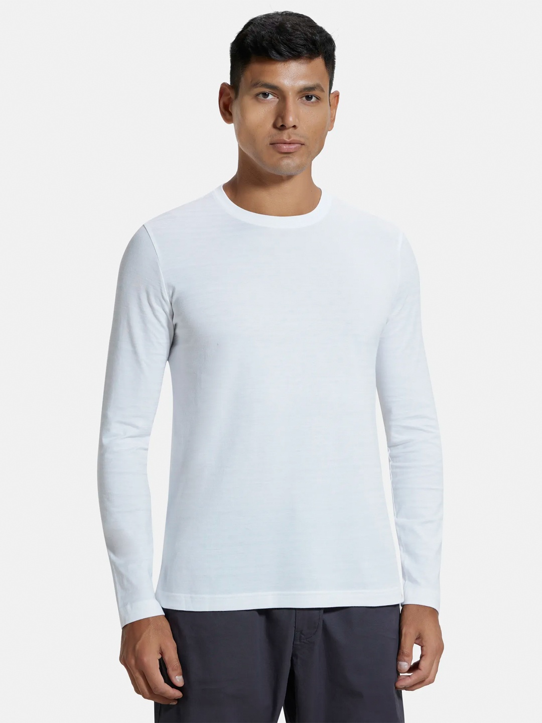 

Jockey Super Combed Supima Cotton Solid Round Neck Full Sleeve T-shirt-IM22, White