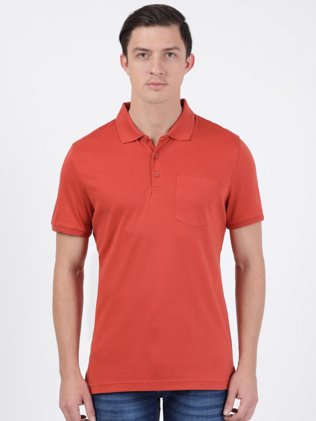 

Jockey Men Red Solid Polo Collar Cotton Regular Fit T-shirt