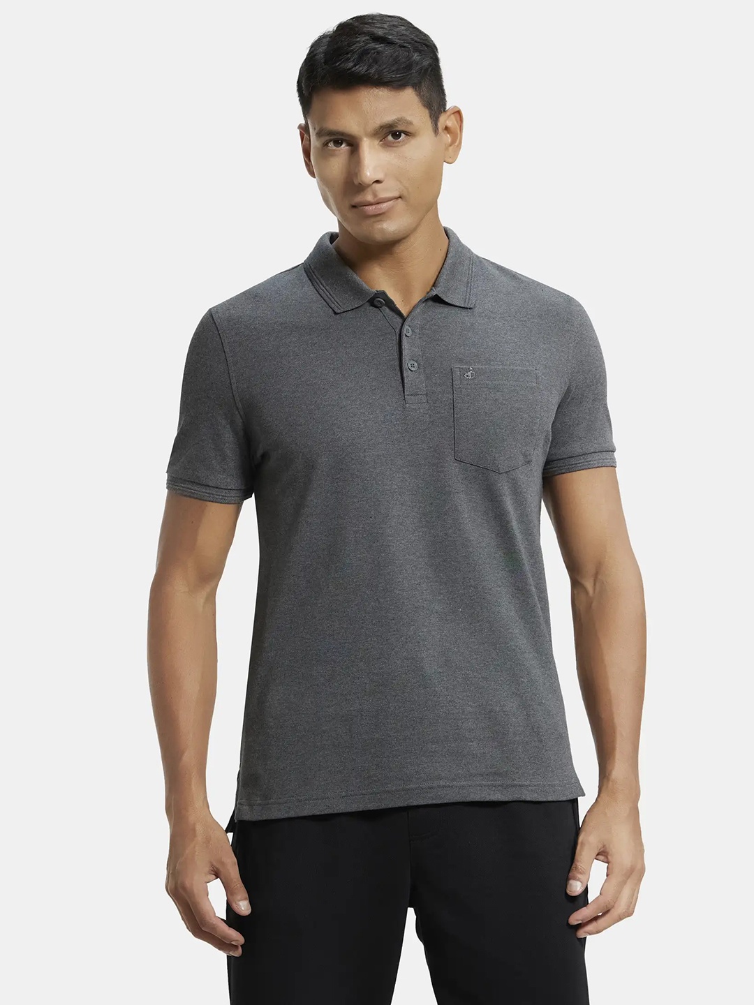 

Jockey Men Grey Polo Collar T-shirt