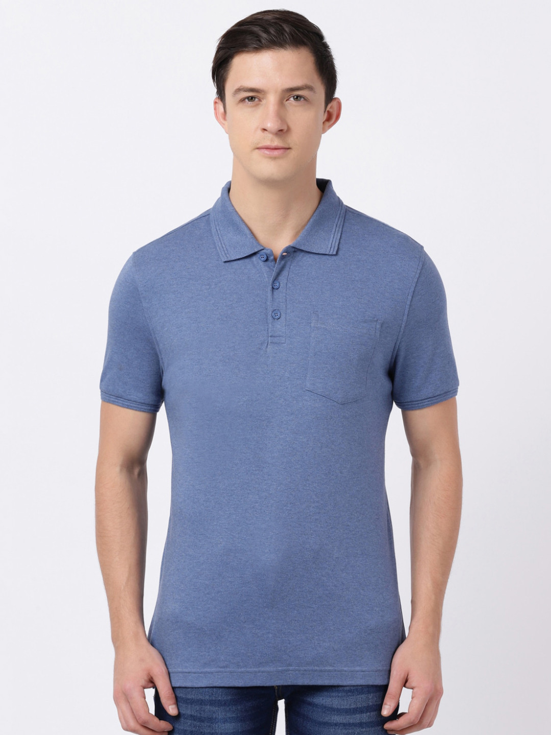 

Jockey Men Blue Polo Collar T-shirt