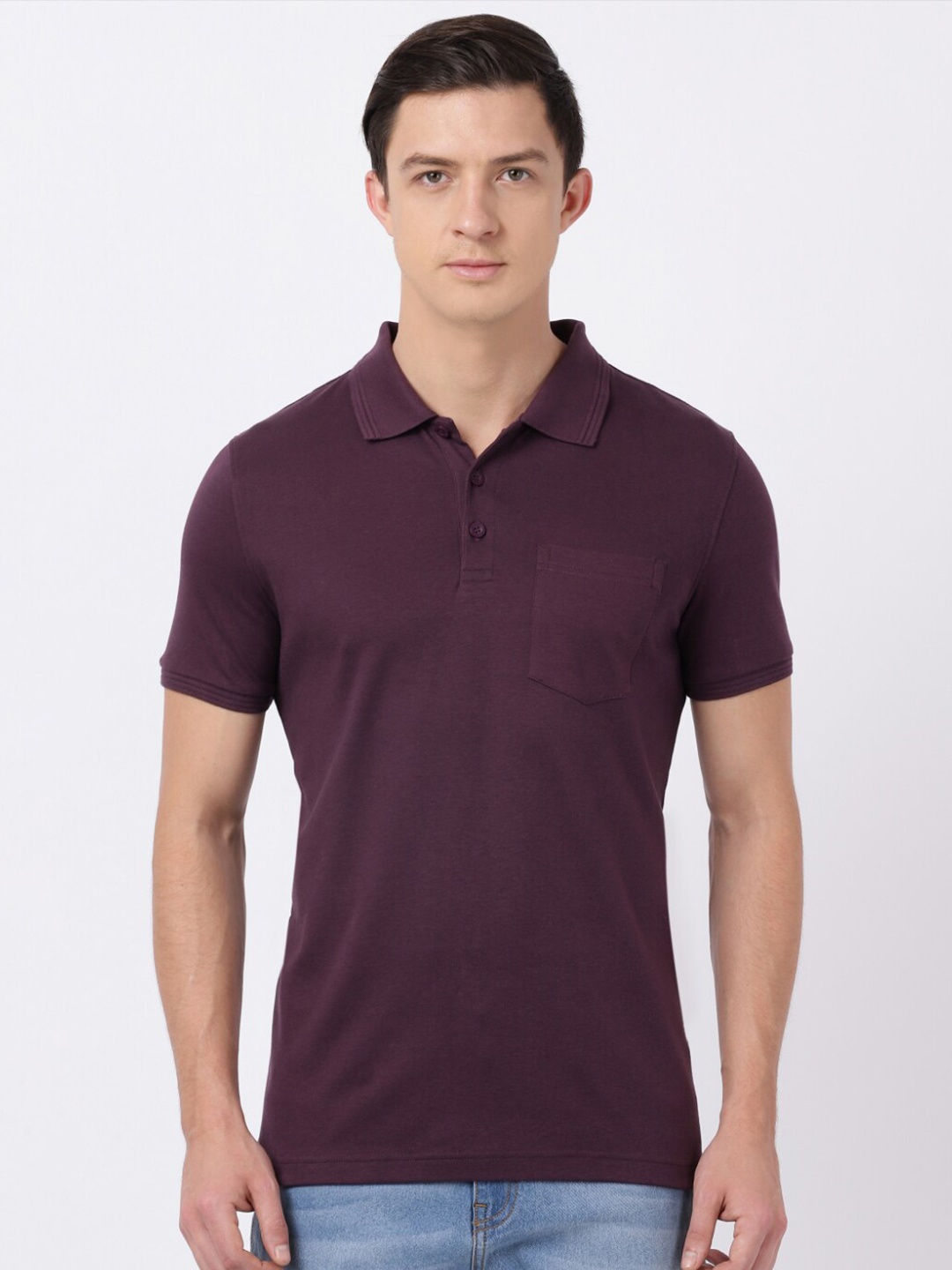 

Jockey Men Purple Polo Collar T-shirt
