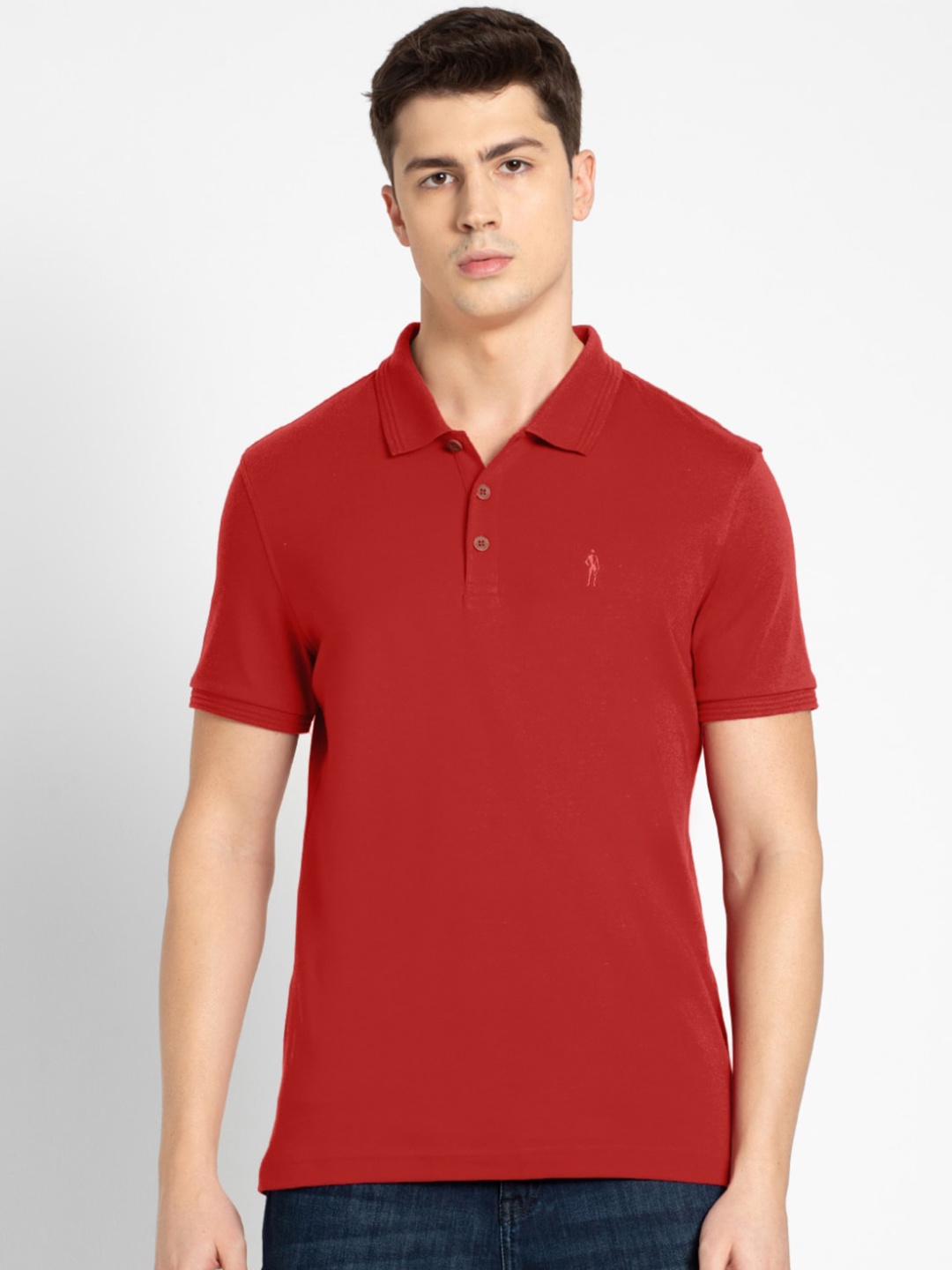 

Jockey Men Red Cotton Polo Collar T-shirt