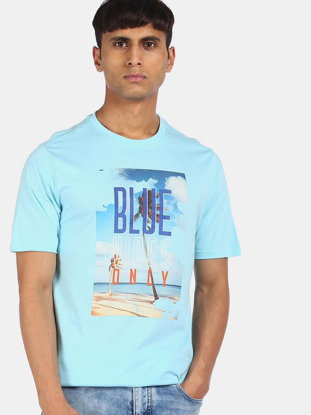 

Colt Men Blue Typography Printed Regular Fit Cotton T-shirt