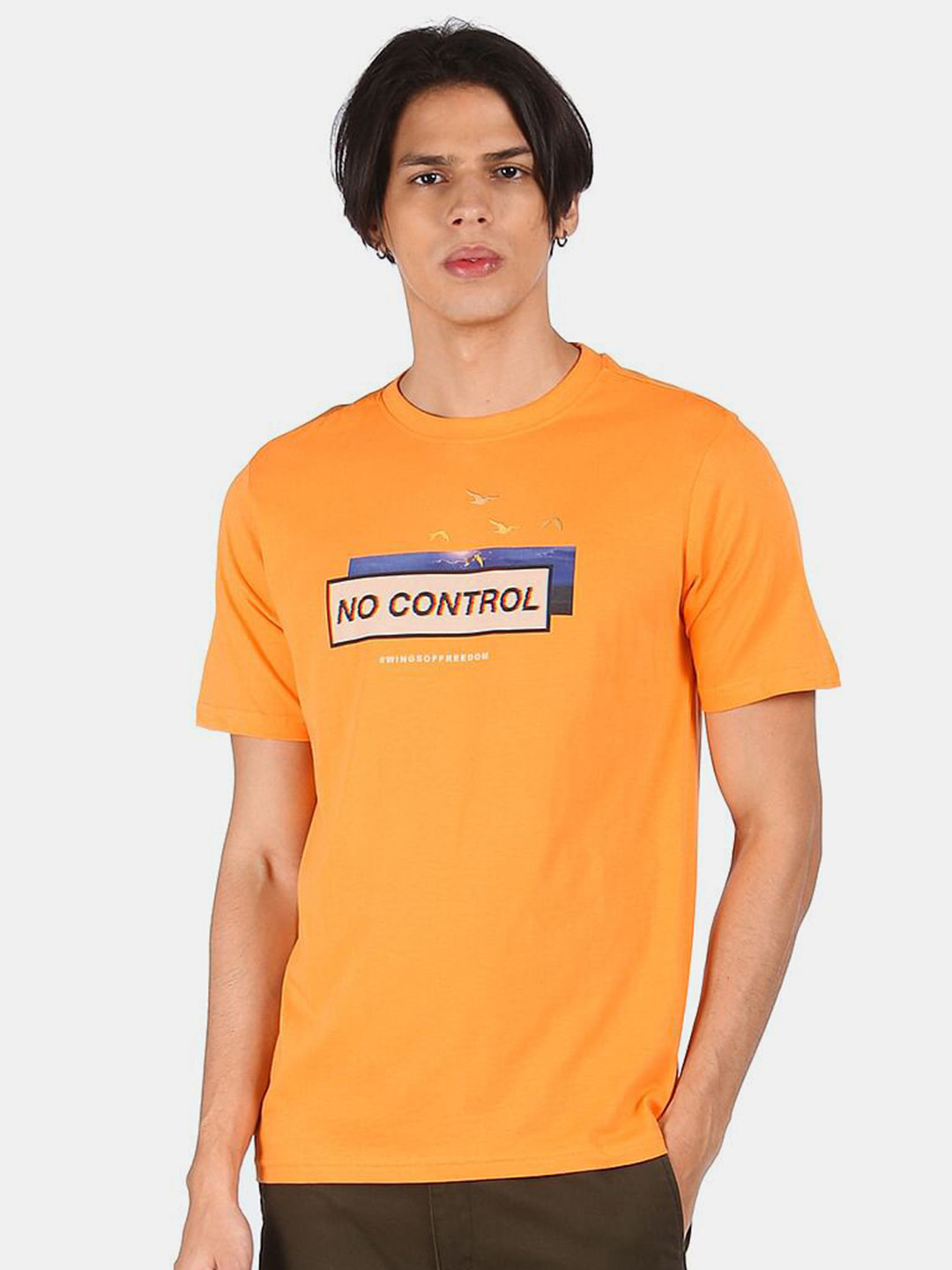 

Colt Men Orange & marigold Typography Printed T-shirt