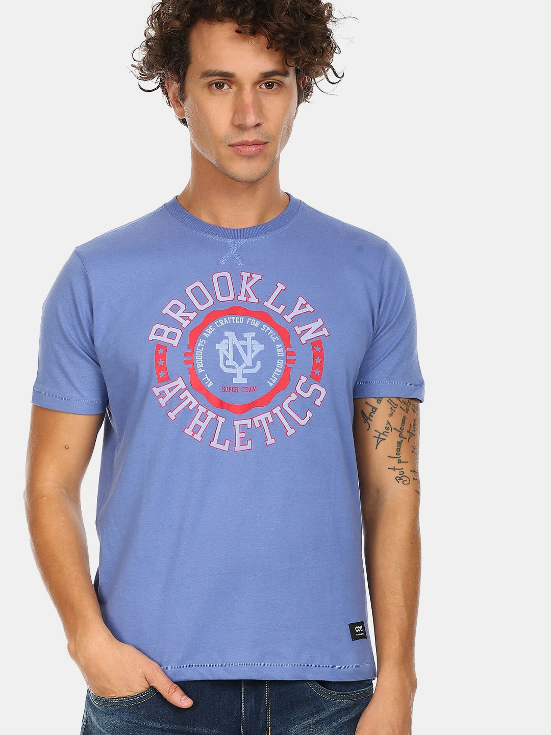 

Colt Men Purple Typography Printed T-shirt