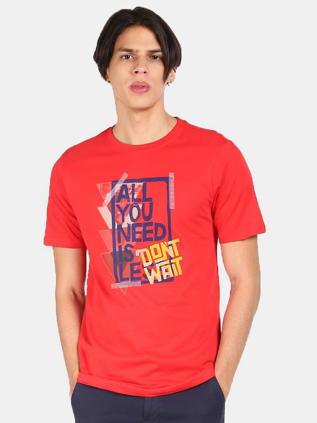 

Colt Men Red Typography Printed Regular Fit Cotton T-shirt