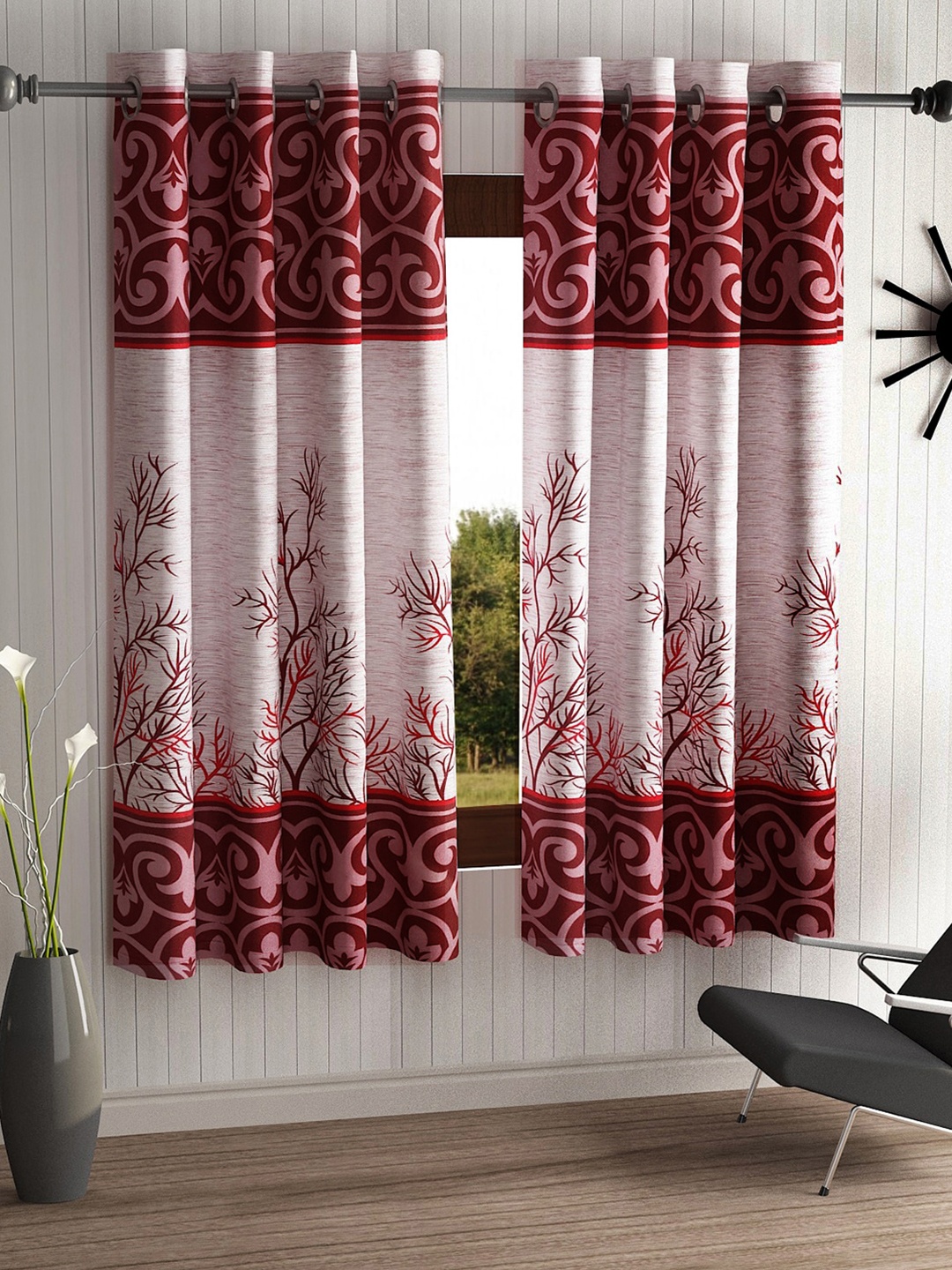 

Home Sizzler Maroon & Pink Set of 2 Window Curtain