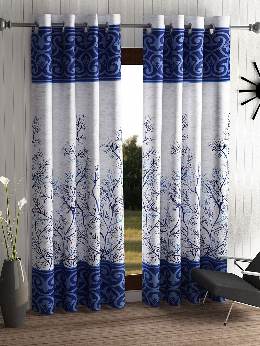 

Home Sizzler Blue & White Set of 2 Floral Door Curtain