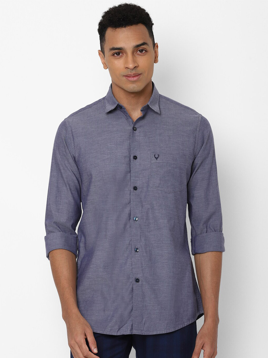 

Allen Solly Men Grey Slim Fit Pure Cotton Casual Shirt