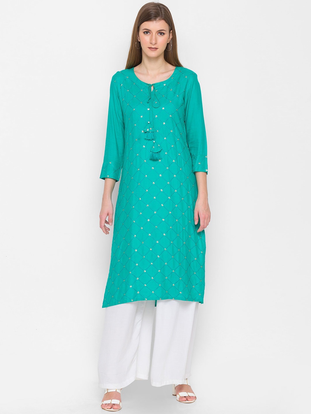 

ZOLA Women Blue Embroidered Kurta