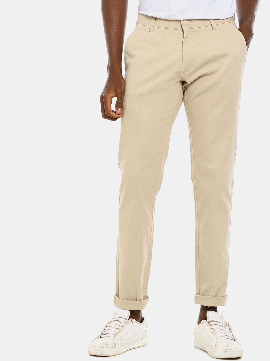 

Ruggers Men Beige Solid Regular Fit Trousers