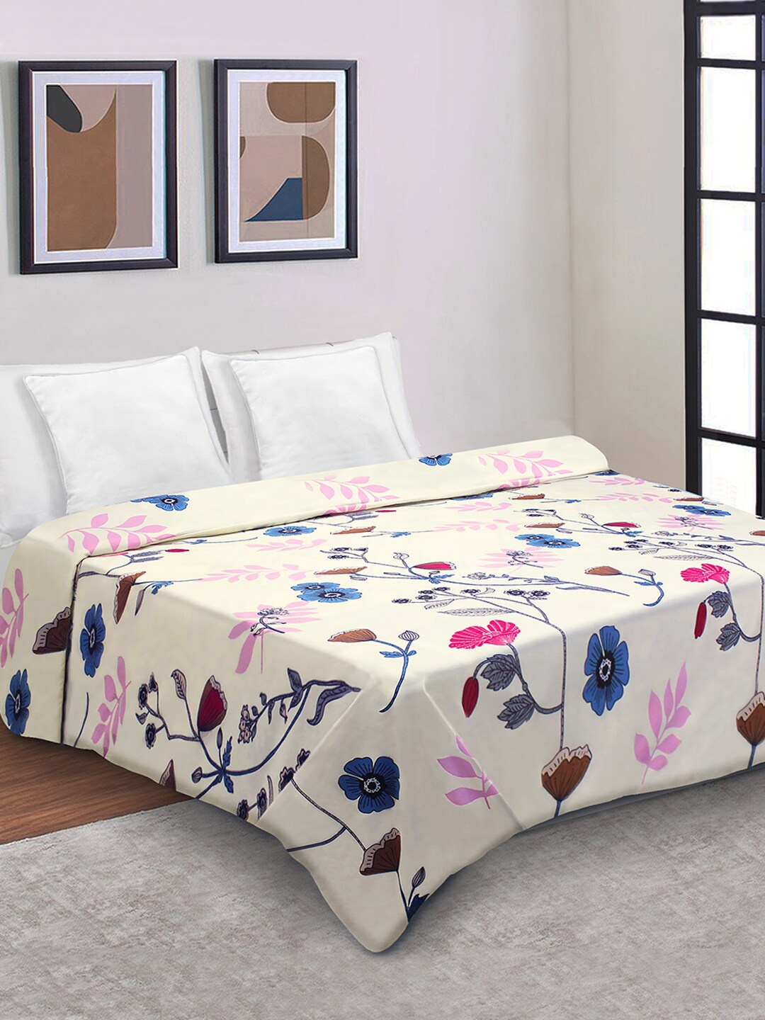 

Good Homes by Home Candy Off-White & Blue Printed Zipper Duvet Cover