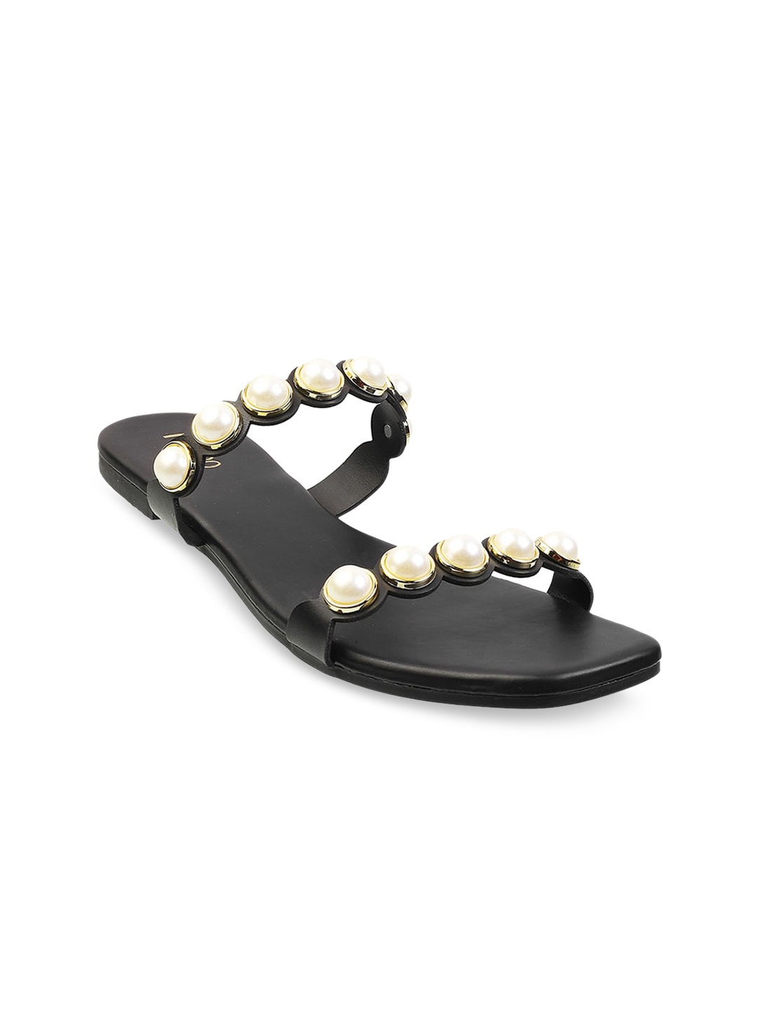 

Metro Women Black Embellished Open Toe Flats