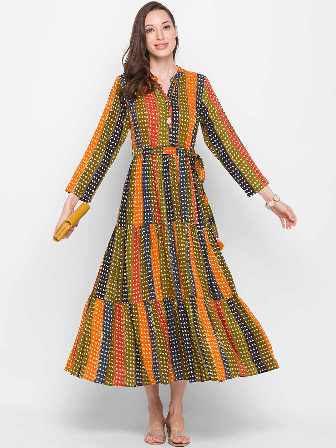 

ZOLA Multicoloured Ethnic Motifs Ethnic A-Line Midi Dress, Multi