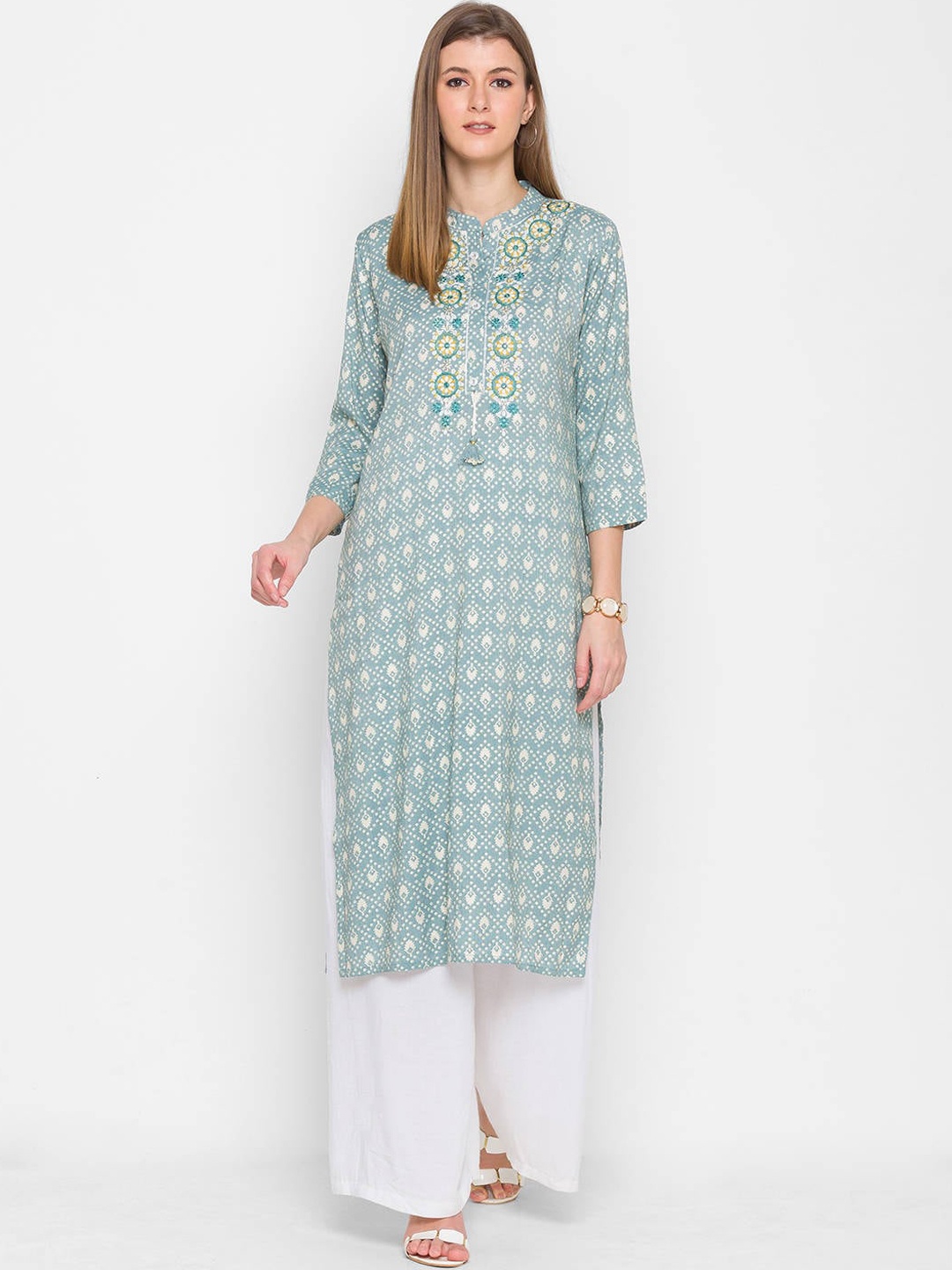 

ZOLA Woman Grey Ethnic Motifs Printed Kurta