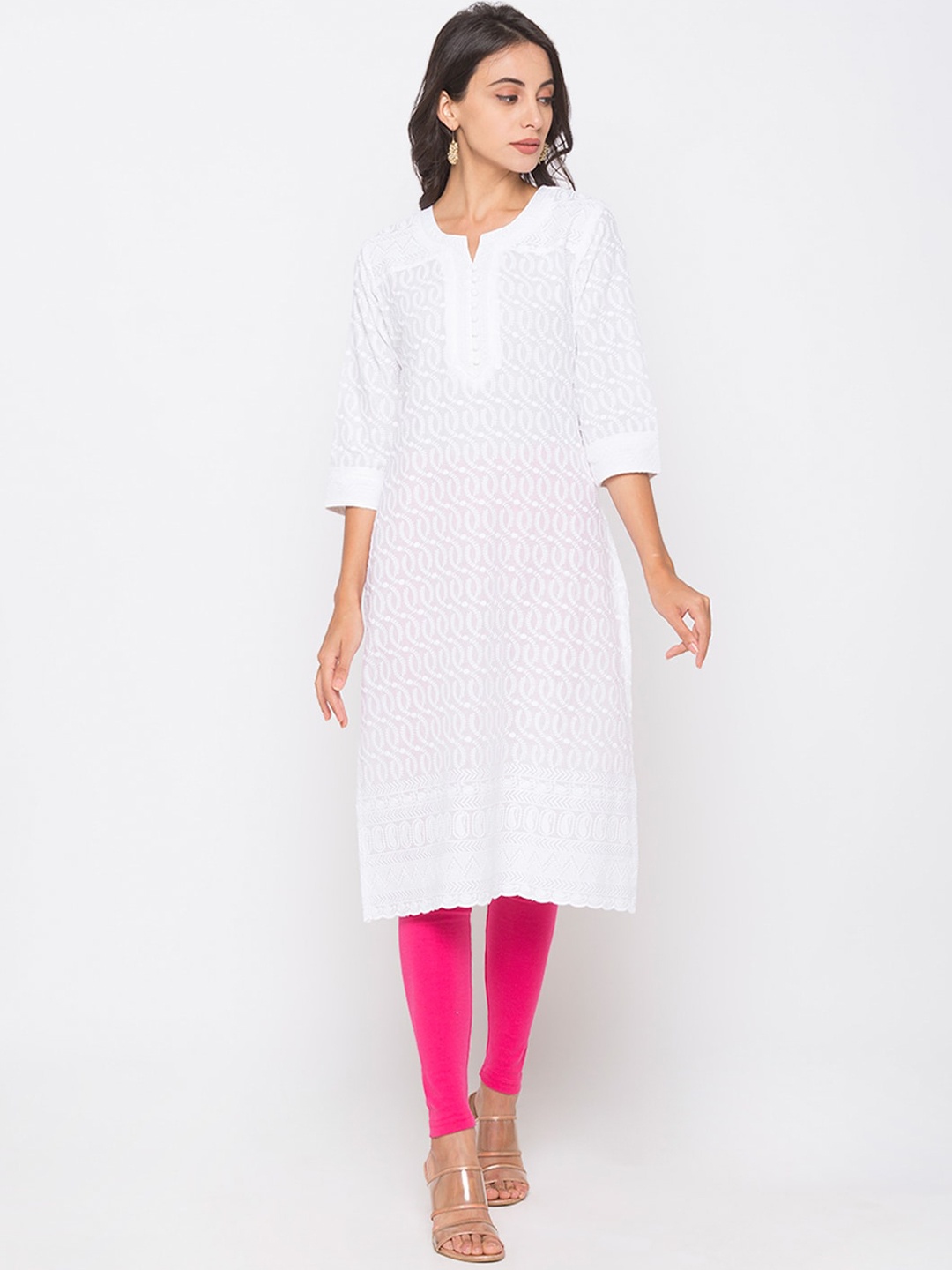 

ZOLA Women Embroidered Cotton Kurta, White
