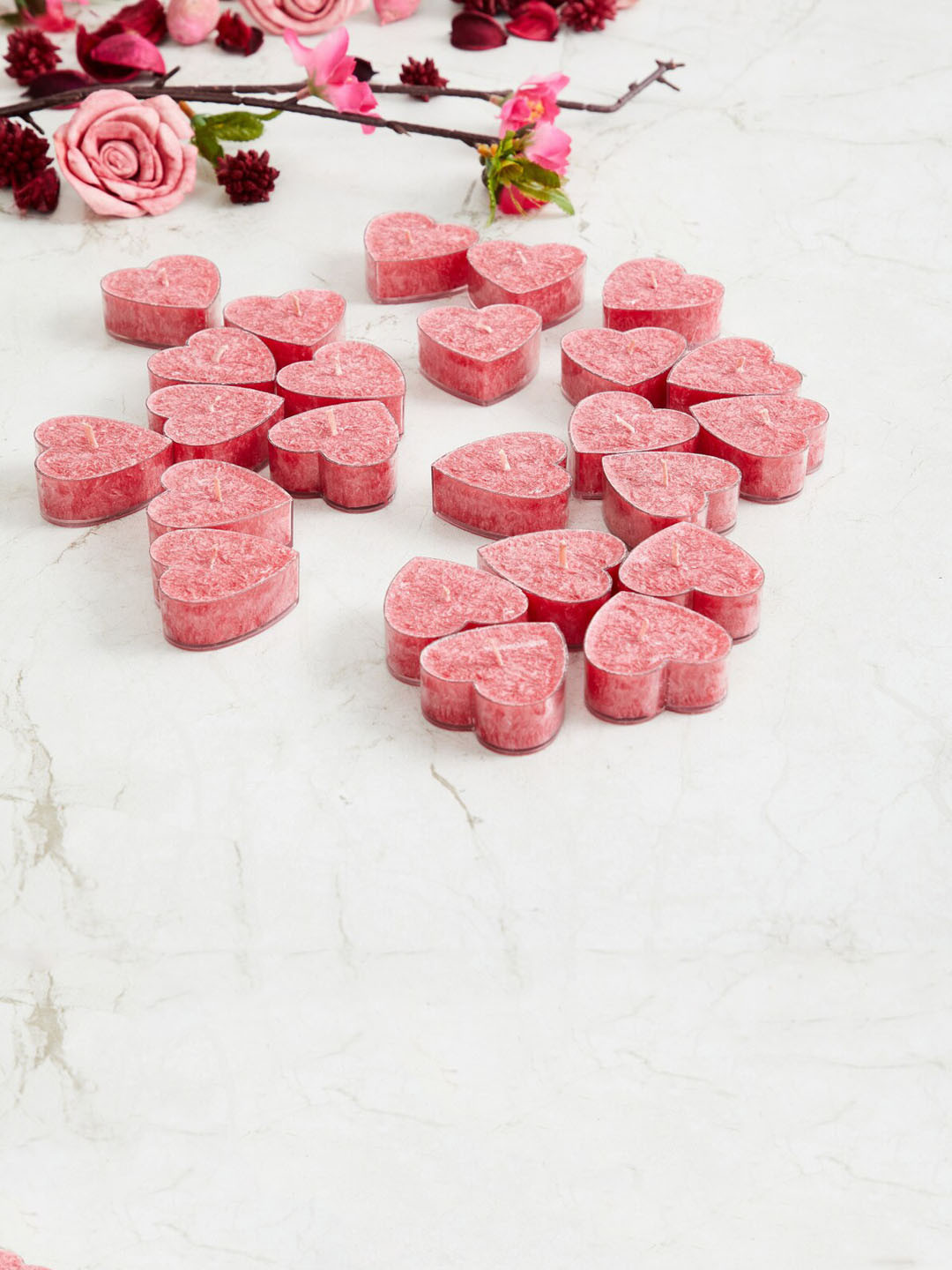 

Home Centre Set of 24 Corsica You-Me Pink Solid Heart Wax T-Light Candle Pack