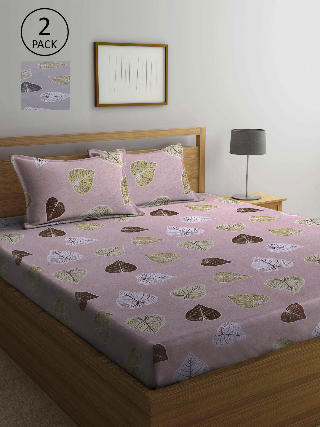 

KLOTTHE Grey & Pink Floral 210 TC 2 Queen Bedsheet with 4 Pillow Covers