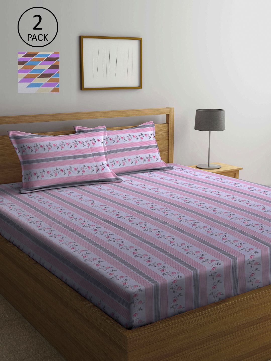 

KLOTTHE Multicoloured 210 TC 2 Queen Bedsheet with 4 Pillow Covers, Multi