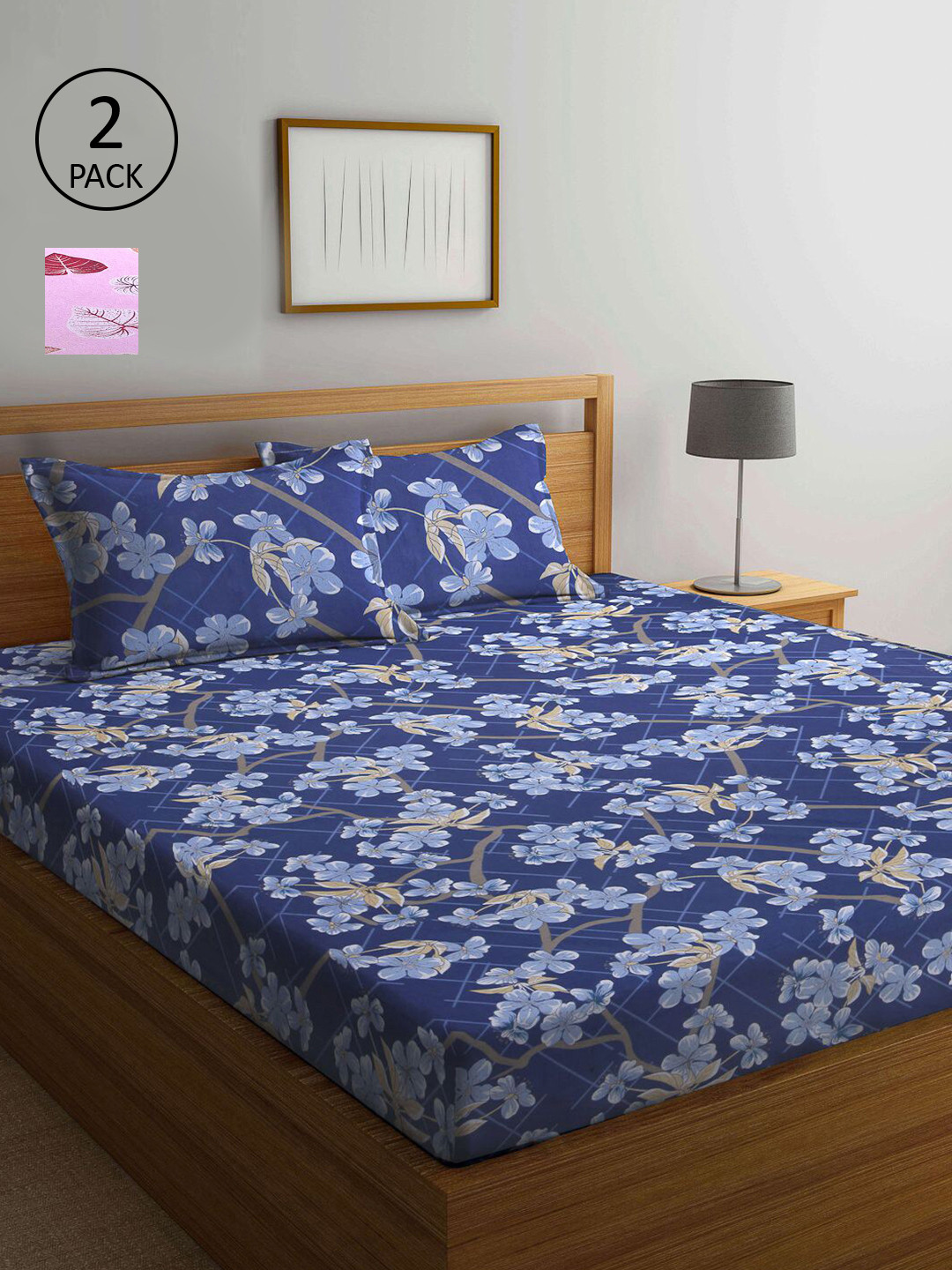 

KLOTTHE Multicoloured Floral 210 TC 2 Queen Bedsheet with 4 Pillow Covers, Multi