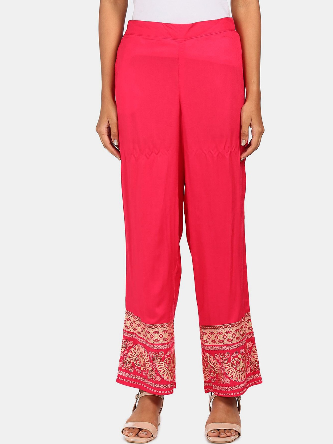 

Karigari Women Fuchsia Ethnic Motifs Printed Trousers
