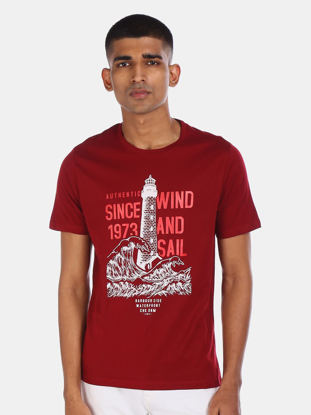 

Cherokee Men Maroon Typography Printed Cotton Regular Fit T-shirt