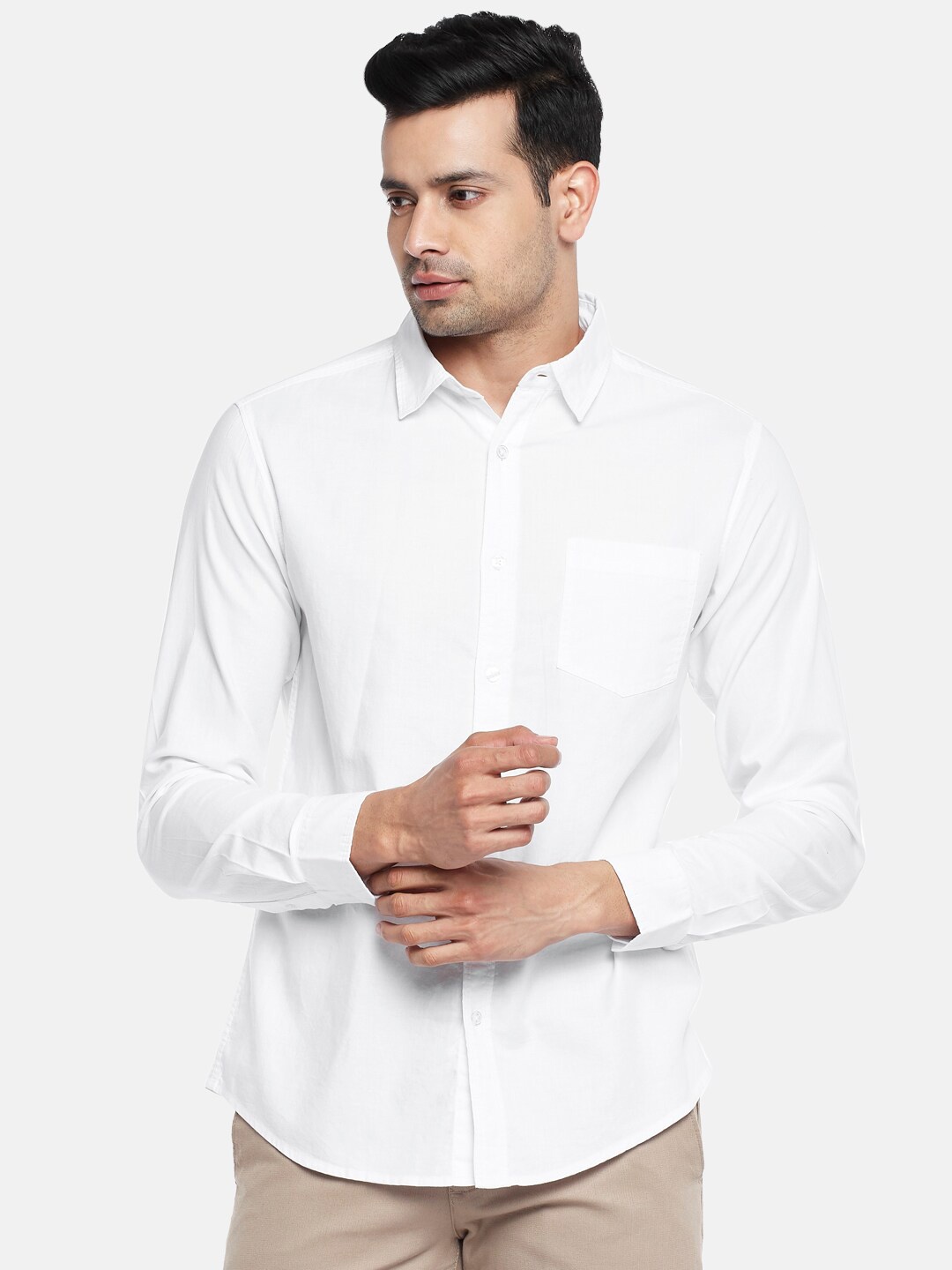 

BYFORD by Pantaloons Men White Slim Fit Pure Cotton Casual Shirt