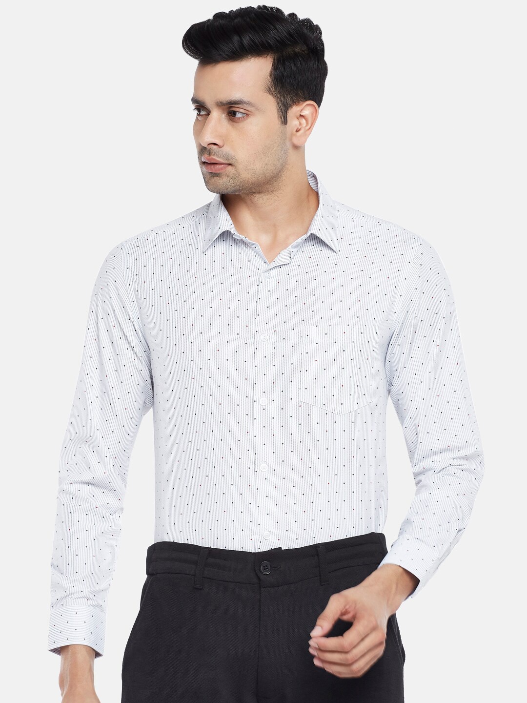 

BYFORD by Pantaloons Men White Slim Fit Printed Casual Shirt