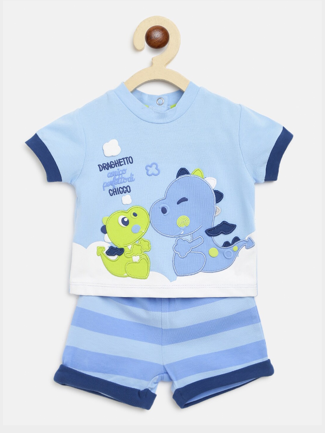 

Chicco Boys Blue & Navy Blue Printed T-shirt with Shorts